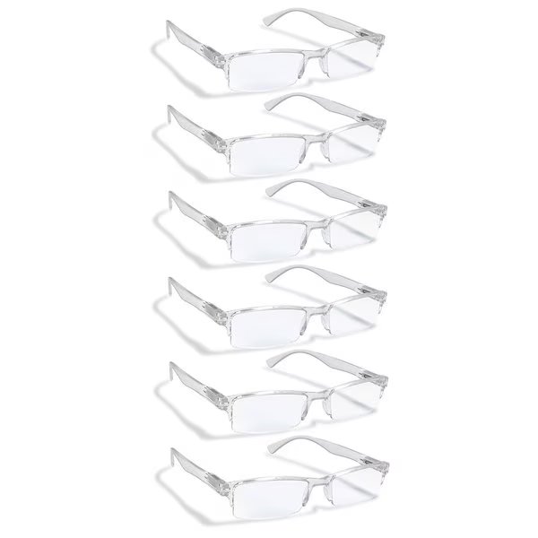 Reading Glasses, Clear Half Rim Frame, Comfort Spring Loaded Hinges, 6PK, Boost Eyewear, Mfr#: 28100